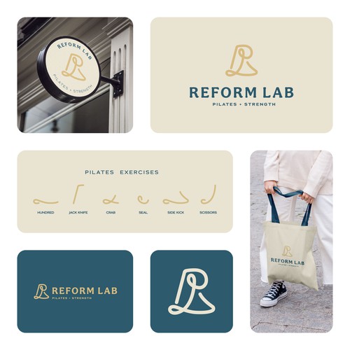 Custom logo inspired by pilates poses for pilates studio