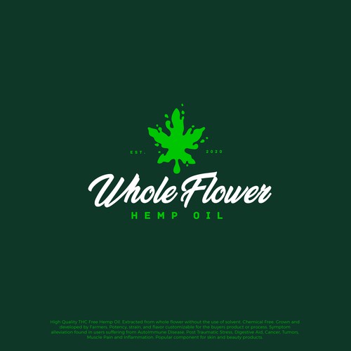 "Whole Flower - hemp oil" logo design. 