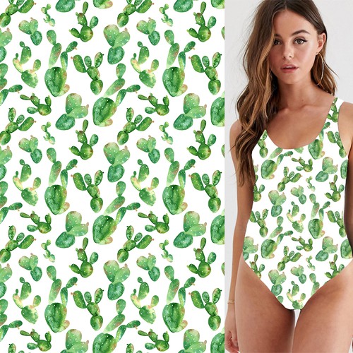 Cactus Print for Swimwear Fabric