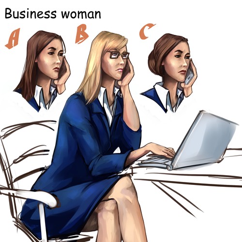 Illustrations : scene of characters on a business reunion (for website's homepage)