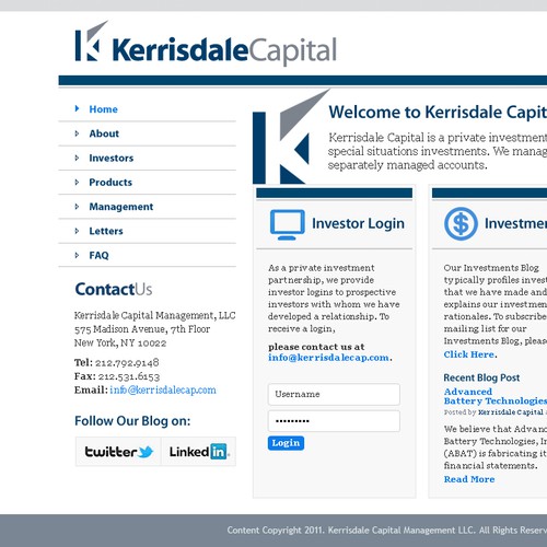 Homepage Re-design for Kerrisdale Capital Website