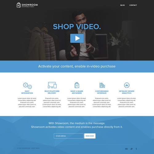 Landing page for interactive video startup