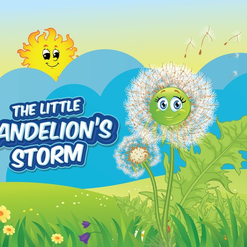 Create an iconic children s character of a dandelion