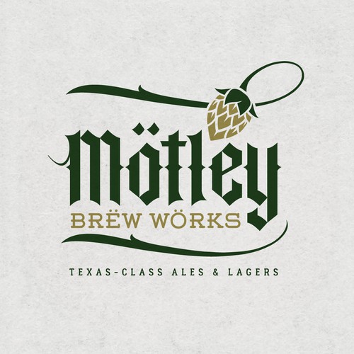 brand identity and logo for Texas craft brewery, Motley Brew Works
