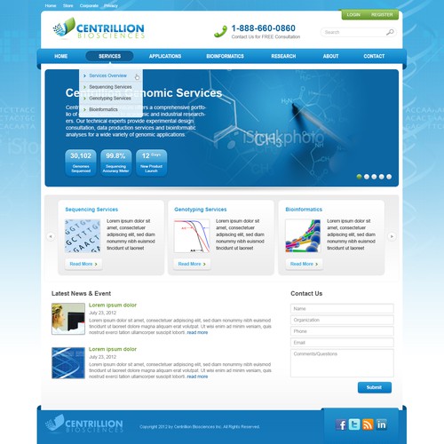 website design for Centrillion Biosciences, Inc.