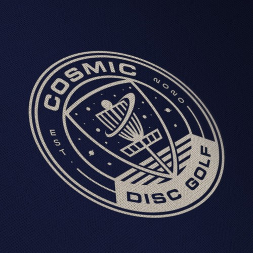 Badge logo concept for cosmic disc golf