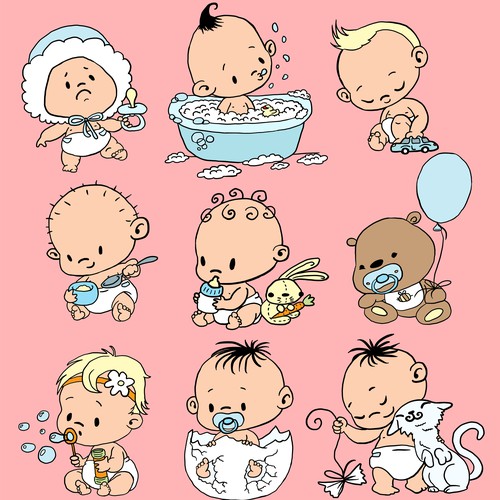 Cute Baby set of illustrations