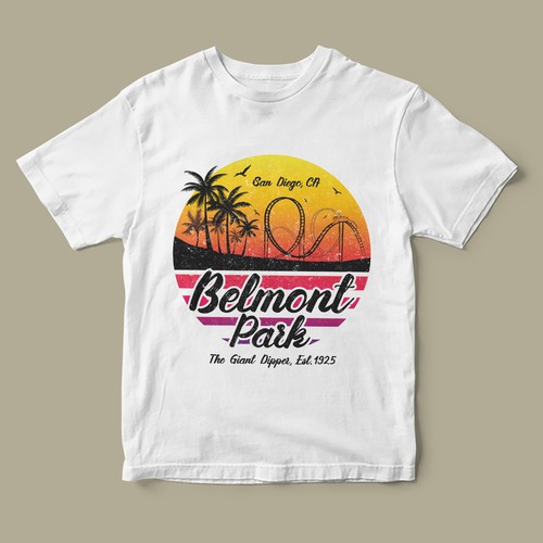 Belmont Park Tee - Vintage, 80's - 90's Surf Style, Text Based