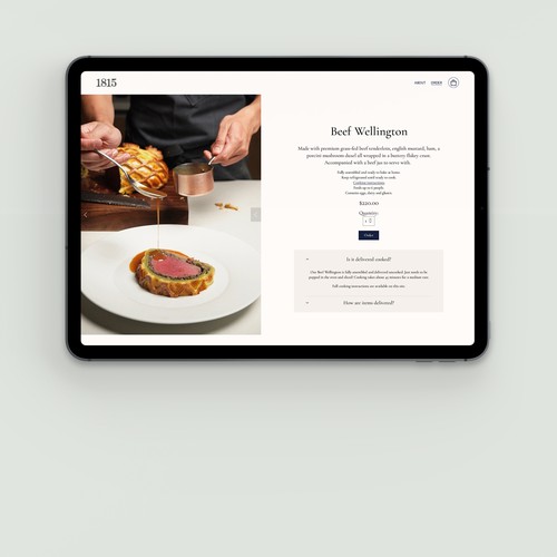 A website for 1815 - a Los Angeles based food delivery project