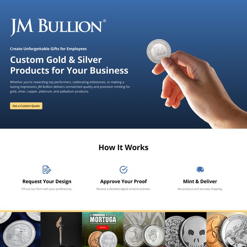 Luxury Landing Page for Corporate Custom Bullion