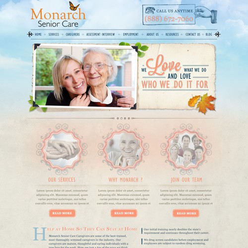 website design for Monarch Senior Care