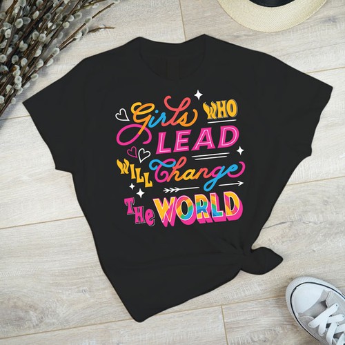 Typography T-Shirt Design For Leading Ladies Organization