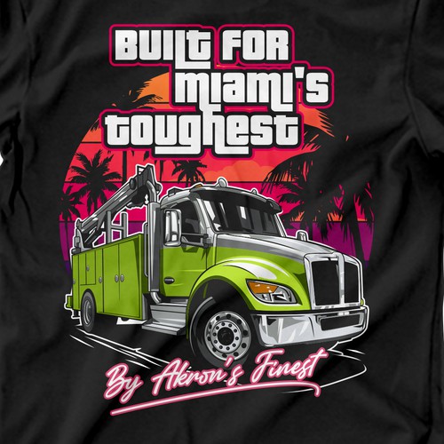 T-Shirt Featuring Crane Truck with GTA Vice City Theme
