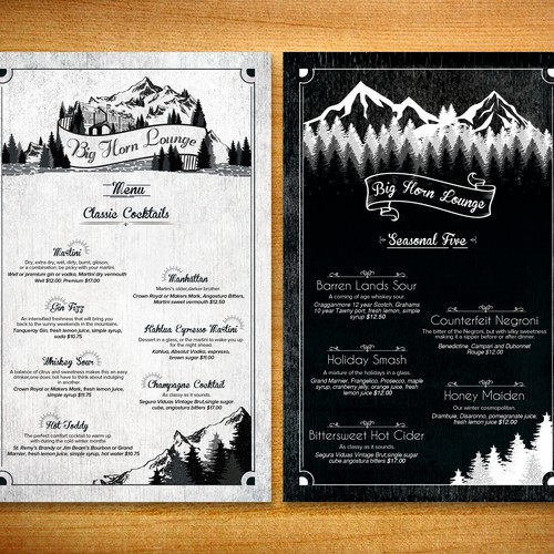 Menu card design