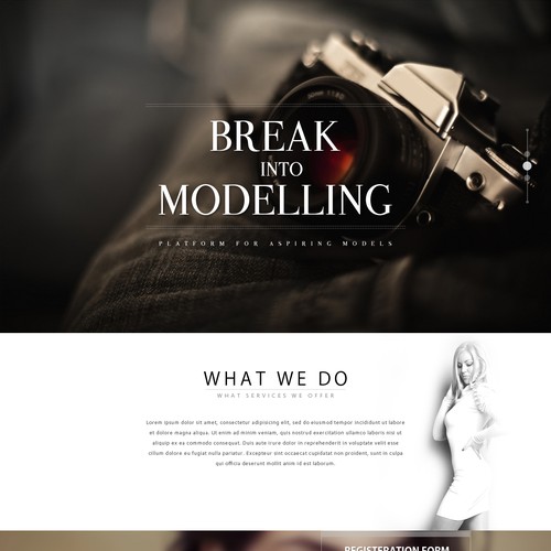 parallax scrolling effect website for Aspiring Models to upload theirpictures