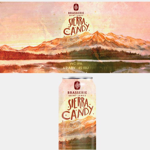 Watercolor/Digital Sierra Candy beer Can design