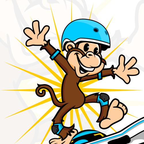 Fun hover-boarding monkey logo.