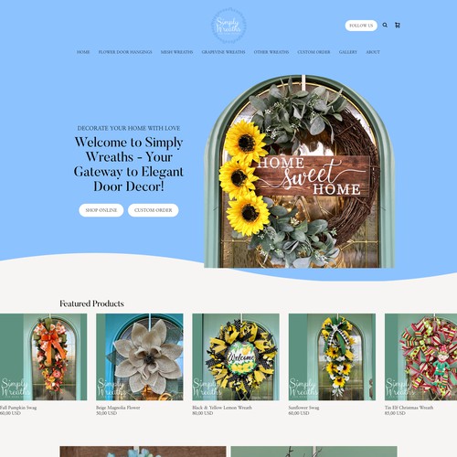 Website design for Simply Wreaths and Home Decor
