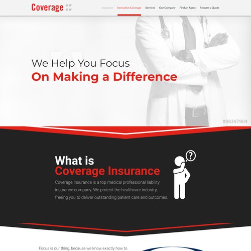Webpage concept for Coverage Insurance