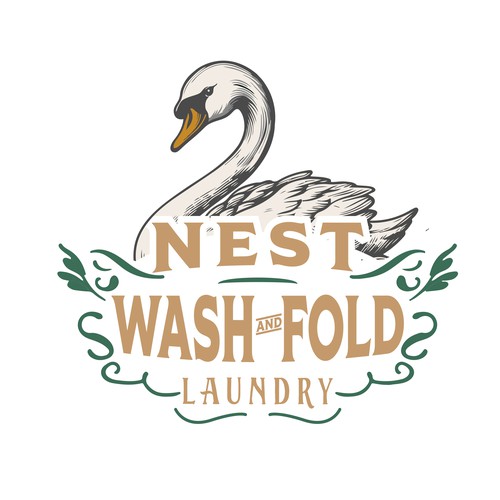 Nest Wash – A Vintage French-Inspired Logo Design