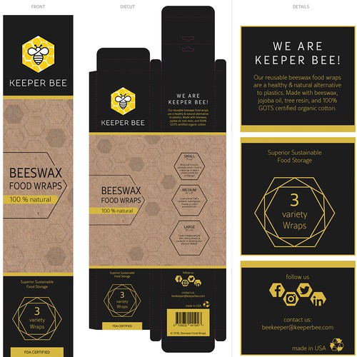 Layout für Verpackung von Bienenwax-Papier
