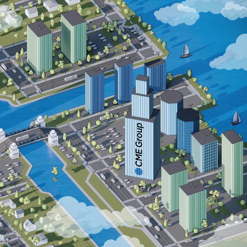 Chicago Downtown Isometric Illustration