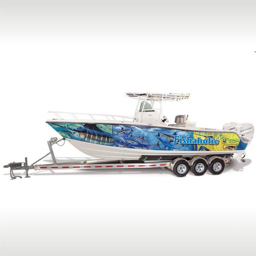 Boat wrap design for Fishaholic