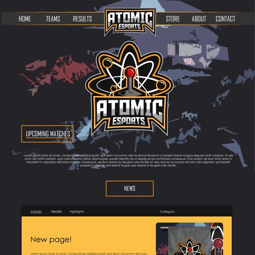 Atomic Esports Mockup page