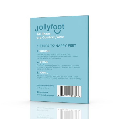 Fun & Happy Packaging Needed for Jollyfoot Sticky Cushions for Your Feet