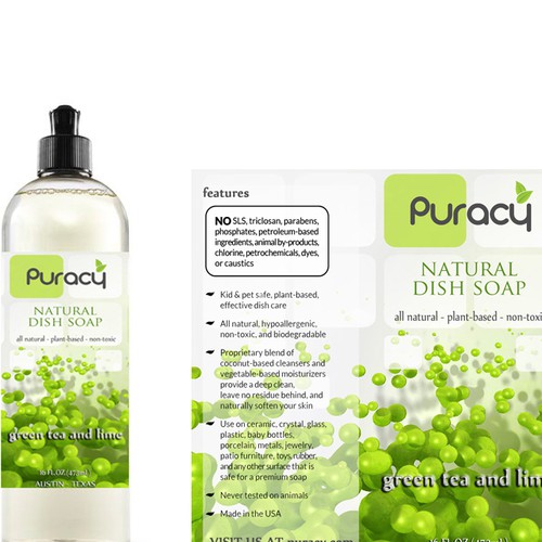 Create a product label design for an eco-chic soap and cleaning product company