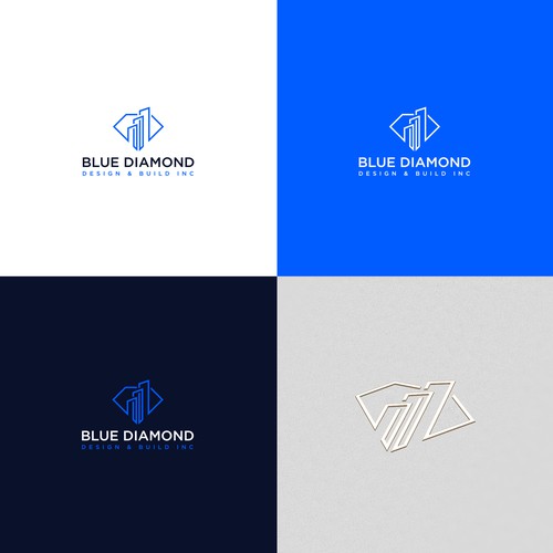 Clever logo for design & build co. called Blue Diamond.