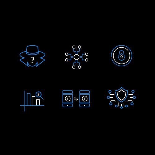 Anonymous Cryptocurrency Website Icons.