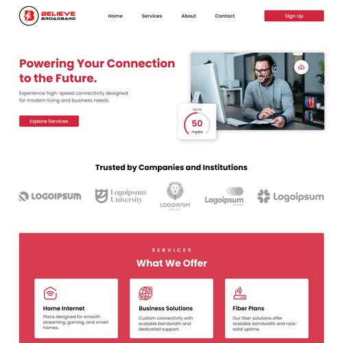 Modern Landing Page for a High-Speed Internet Provider Contest Entry