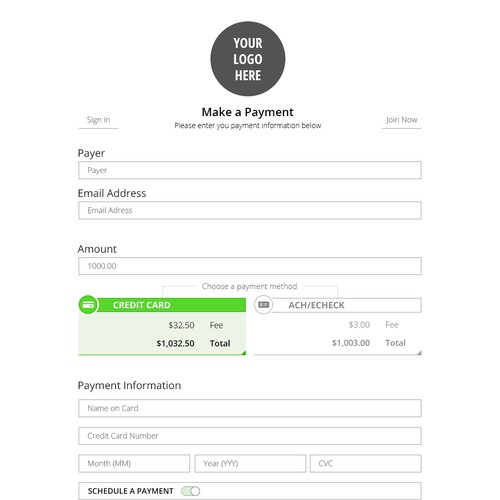 Payment page design