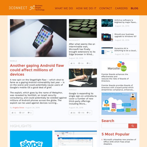 Corporate Blog Page Design