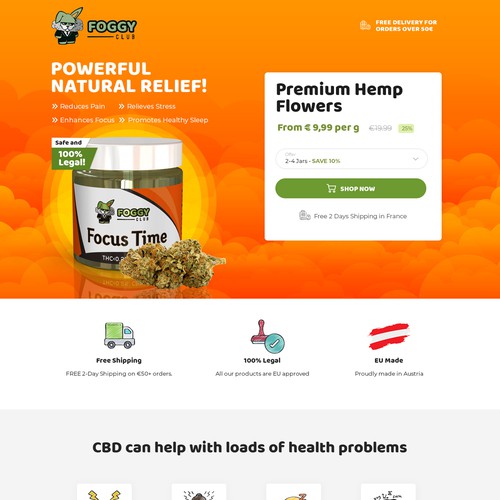 Landing Page for CBD product