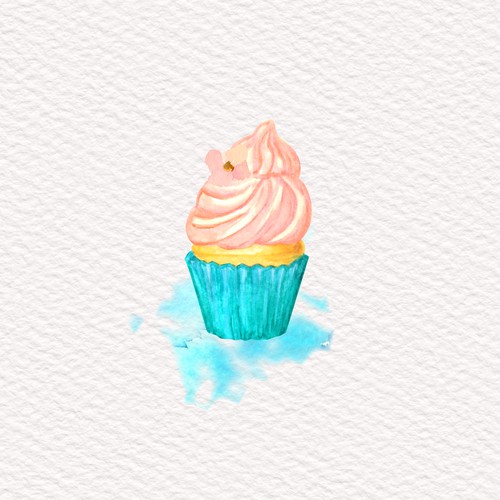 Cupcake Hand Painted in Watercolor