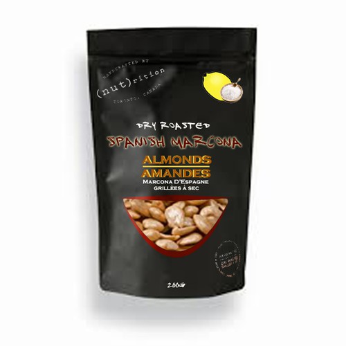 design label for high end artisan/hand roasted Spanish Marcona almonds