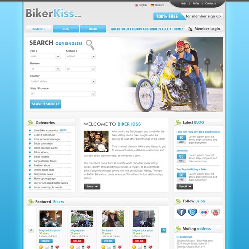 Bikerkiss.com redesign homepage