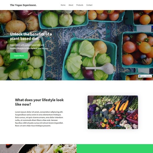 Landing Page Concept for Vegan Website