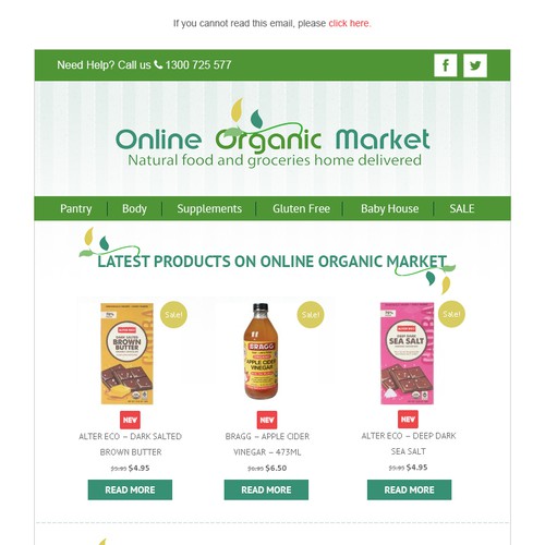 Email Design - Email newsletter template for Online Organic Market