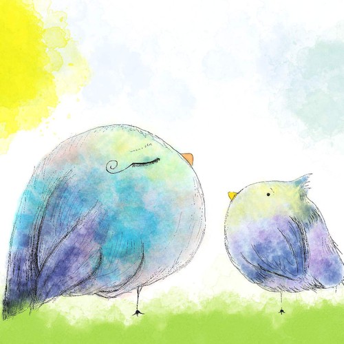 Illustration watercolor bluebirds