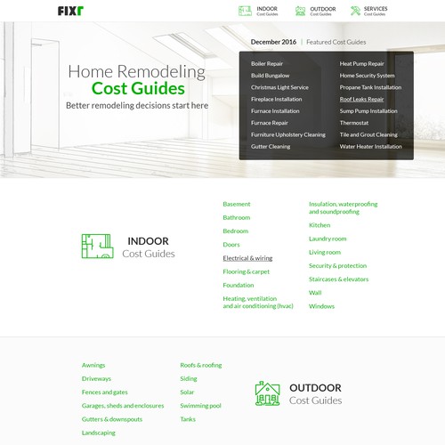 Webdesign "Home Remodeling Cost Guides"
