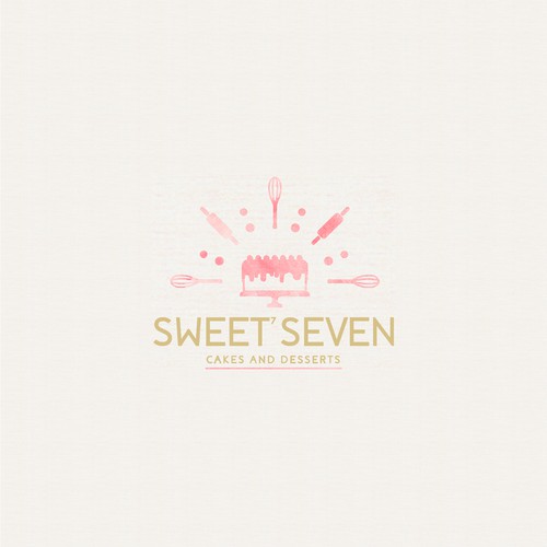 Watercolor themed Logo design for SWEET SEVEN