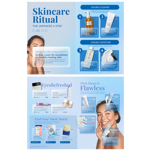 The redesigned DHC August skincare catalog spreads