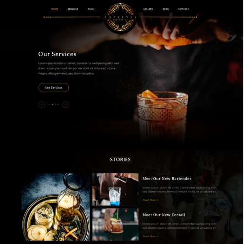 Top Level Bartending Web Design (Wordpress Template)