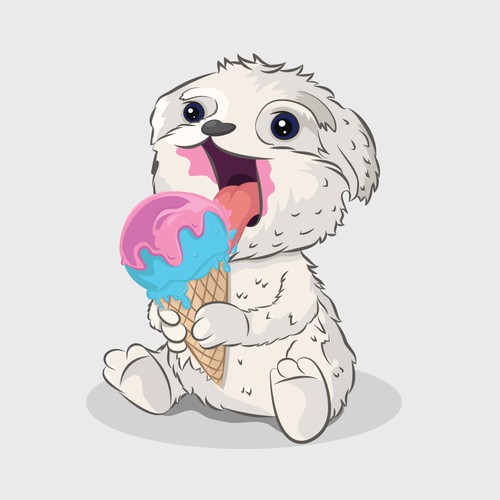 Maltese terrier mascot for an icecream store