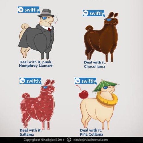 Create a llama sticker design for Swiftly.com!