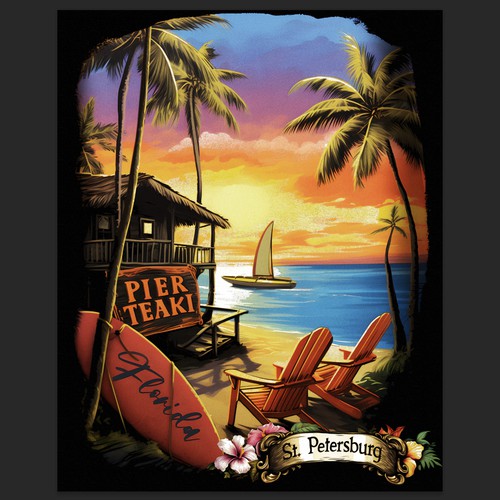 Pier Teaki T-shirt Design