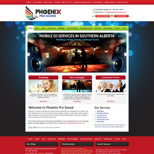 Help Phoenix Pro Sound (Mobile Entertainment Services) Website Redesign!